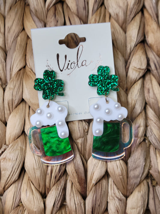 Earrings - Acrylic St. Patrick's Day Beer Mug