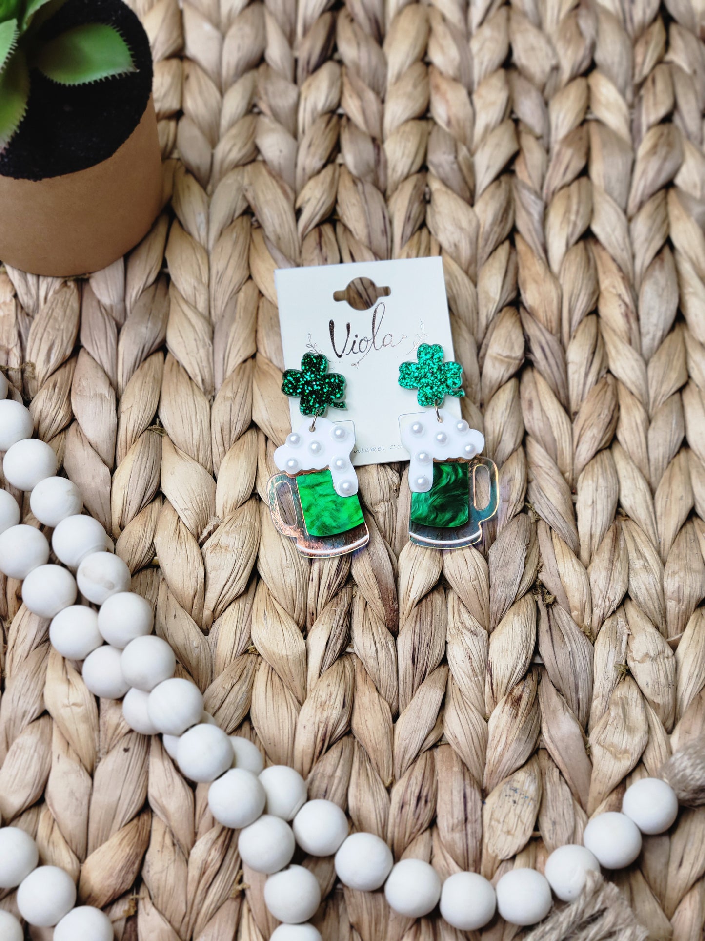 Earrings - Acrylic St. Patrick's Day Beer Mug