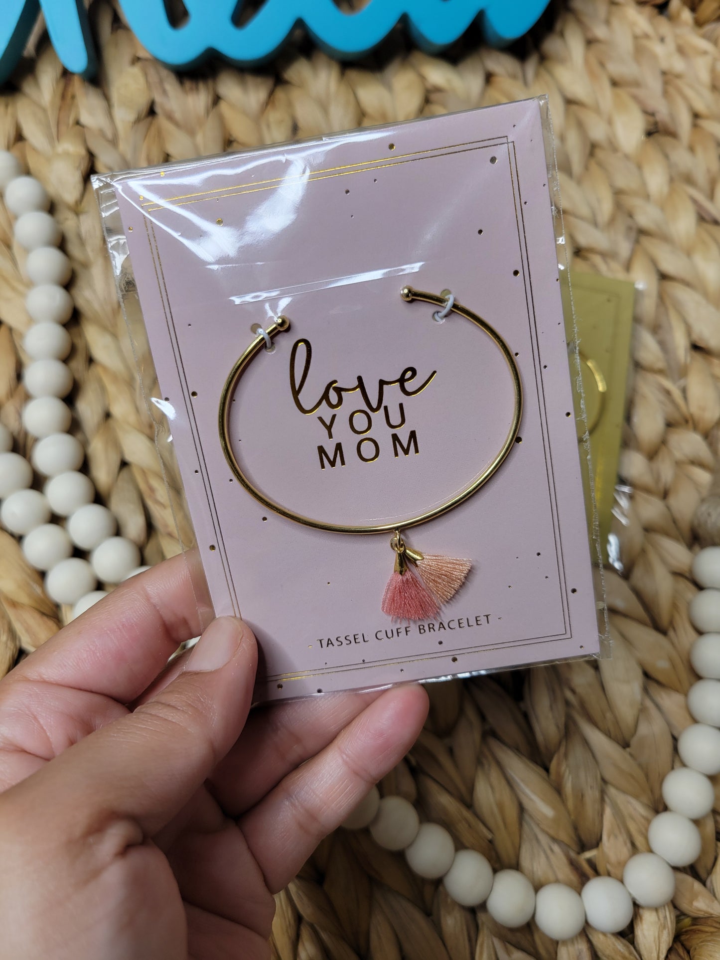 Bracelet - love you mom tassel cuff