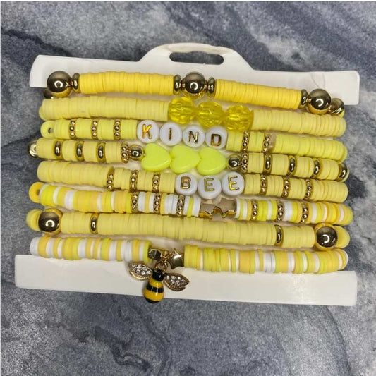 Bracelet Stack - Yellow Bee Kind