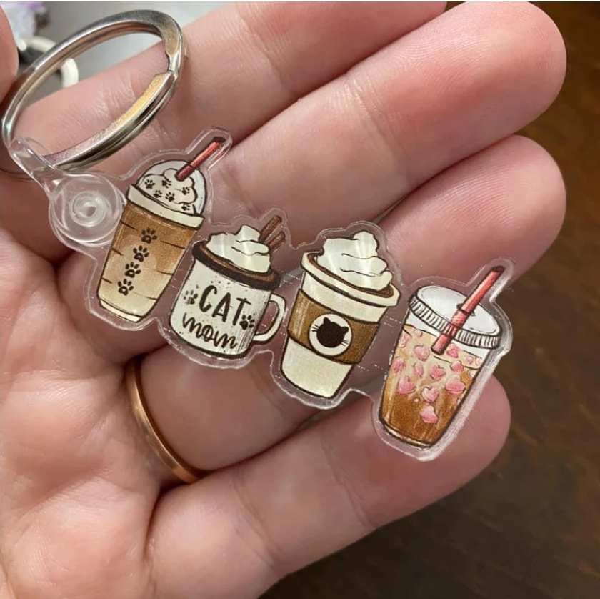 Keychain - Acrylic Dog Mom Coffee