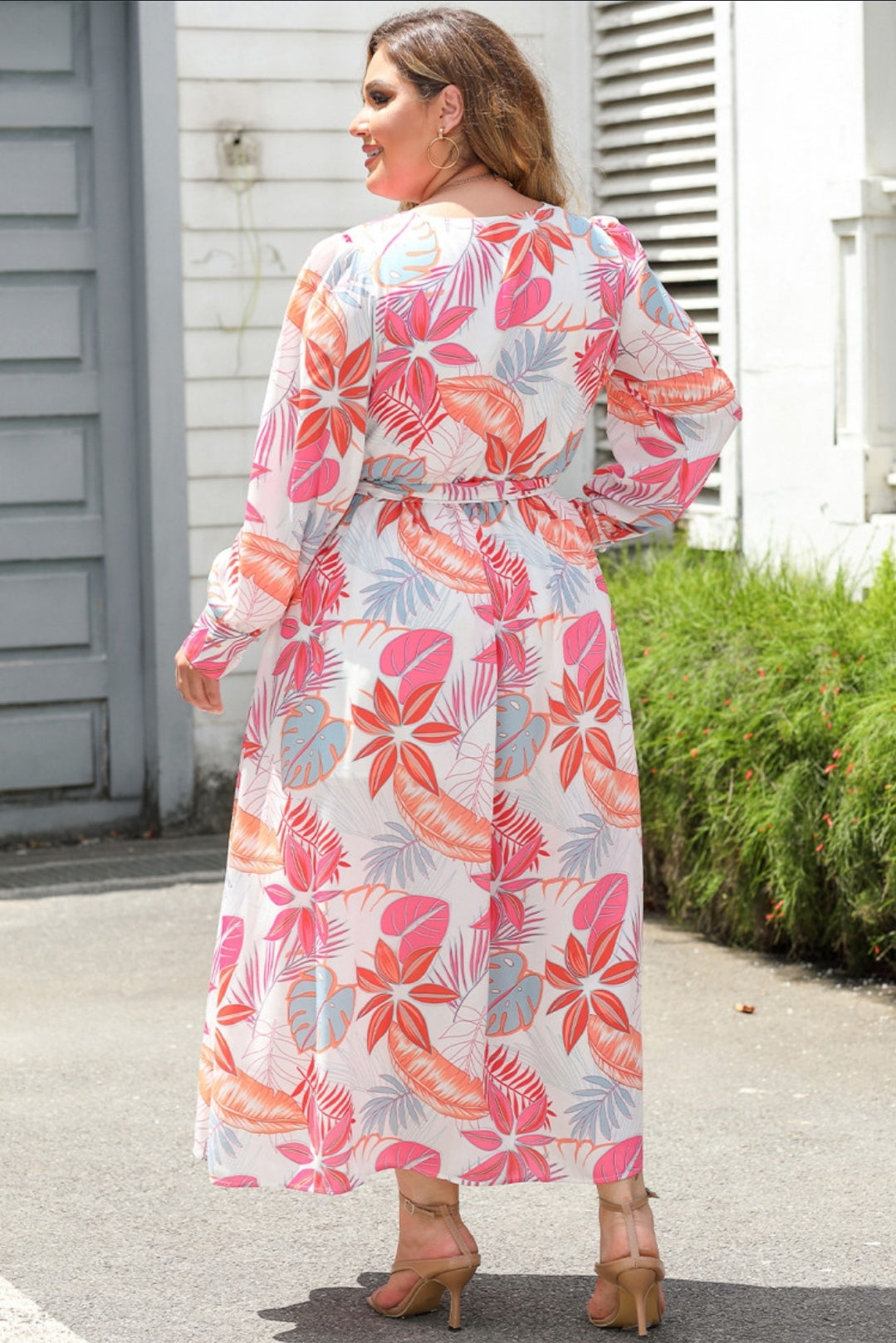 Dress - maxi palm print