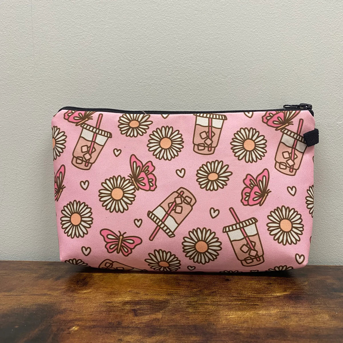 Pouch - Pink Coffee, Daisy, Butterfly