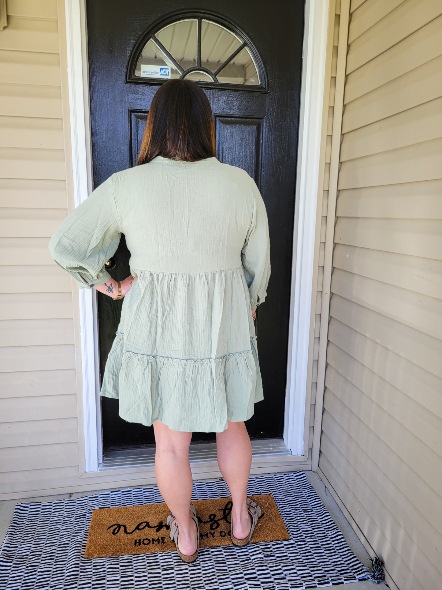 Green tiered dress