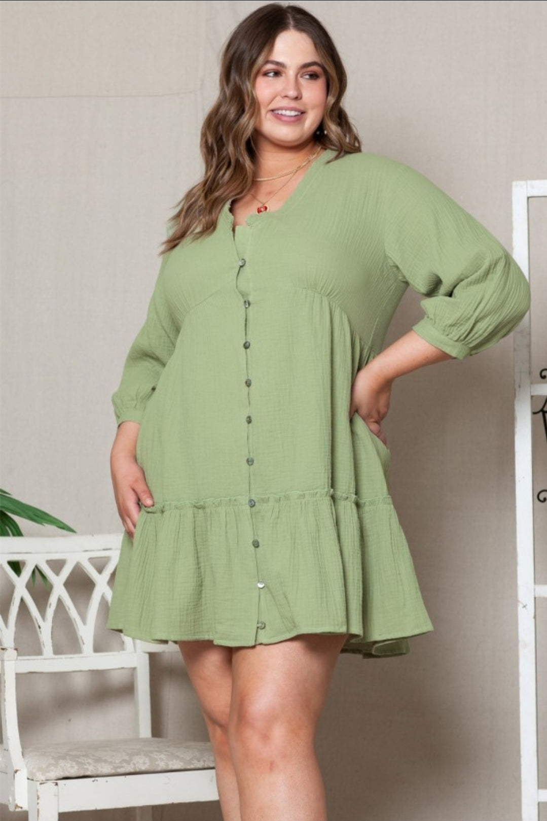 Green tiered dress