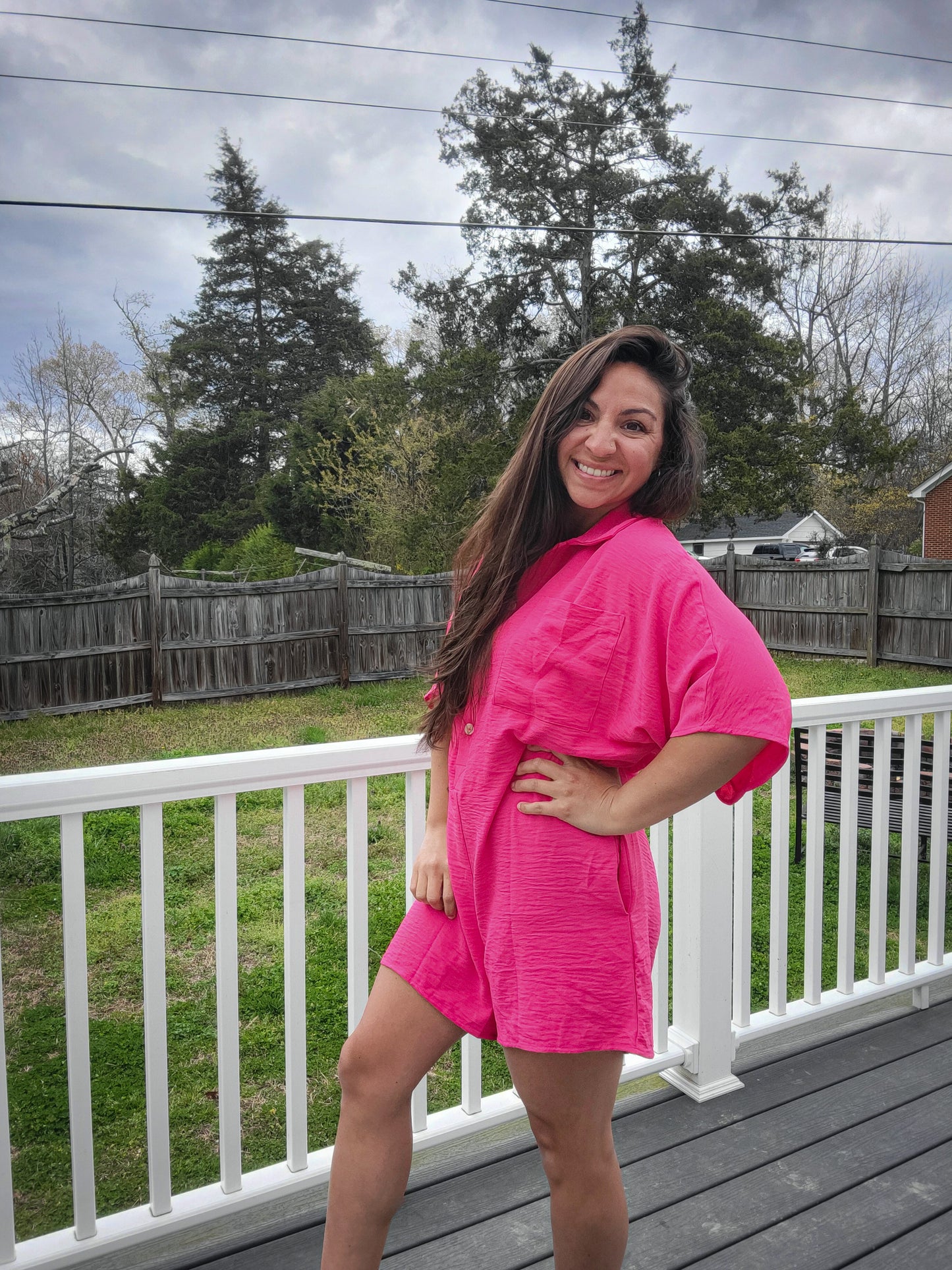 Hot pink loose romper