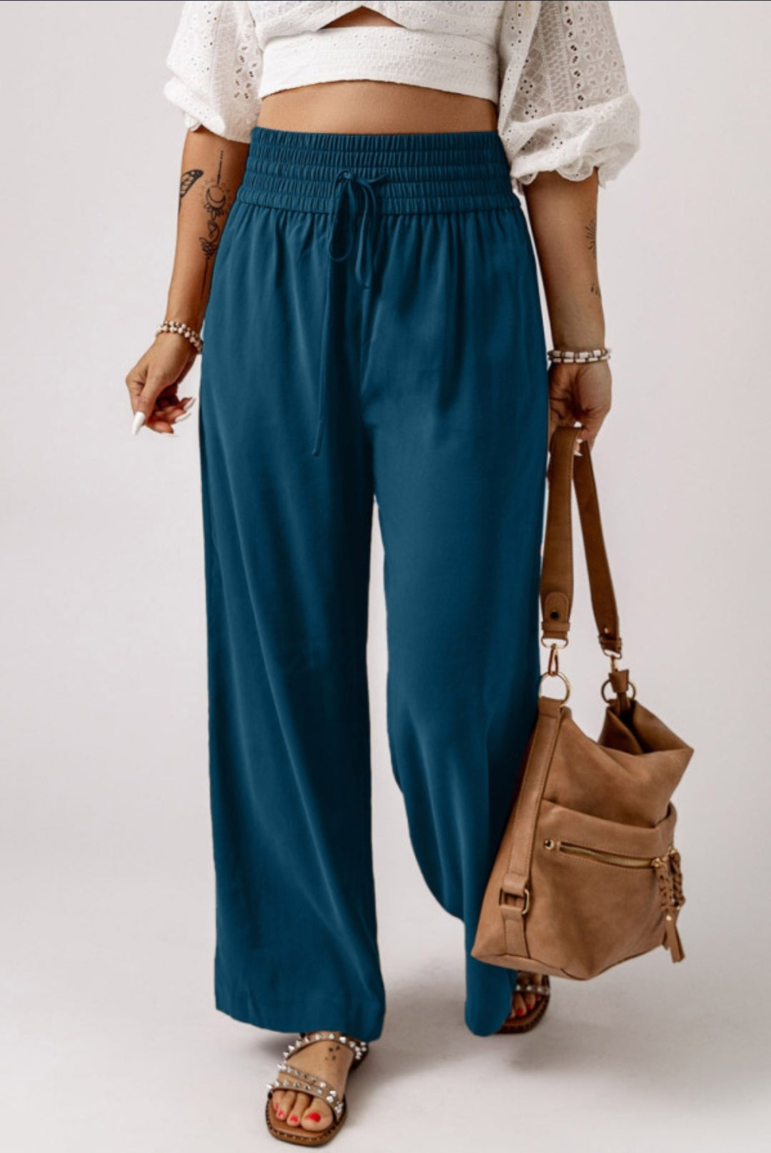 Teal wide leg pant