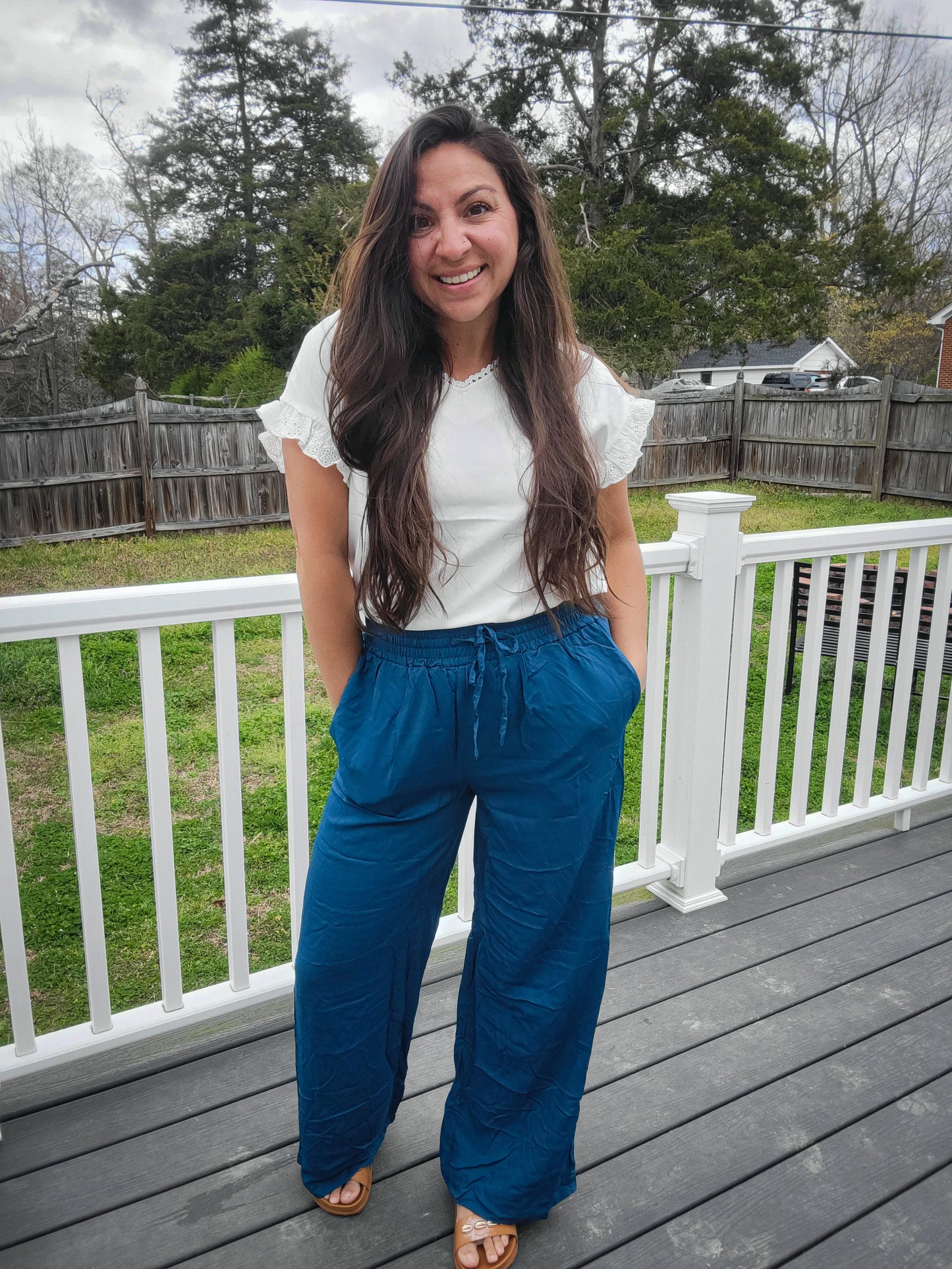 Teal wide leg pant