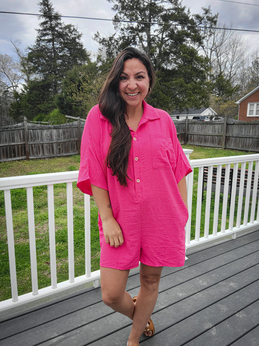 Hot pink loose romper