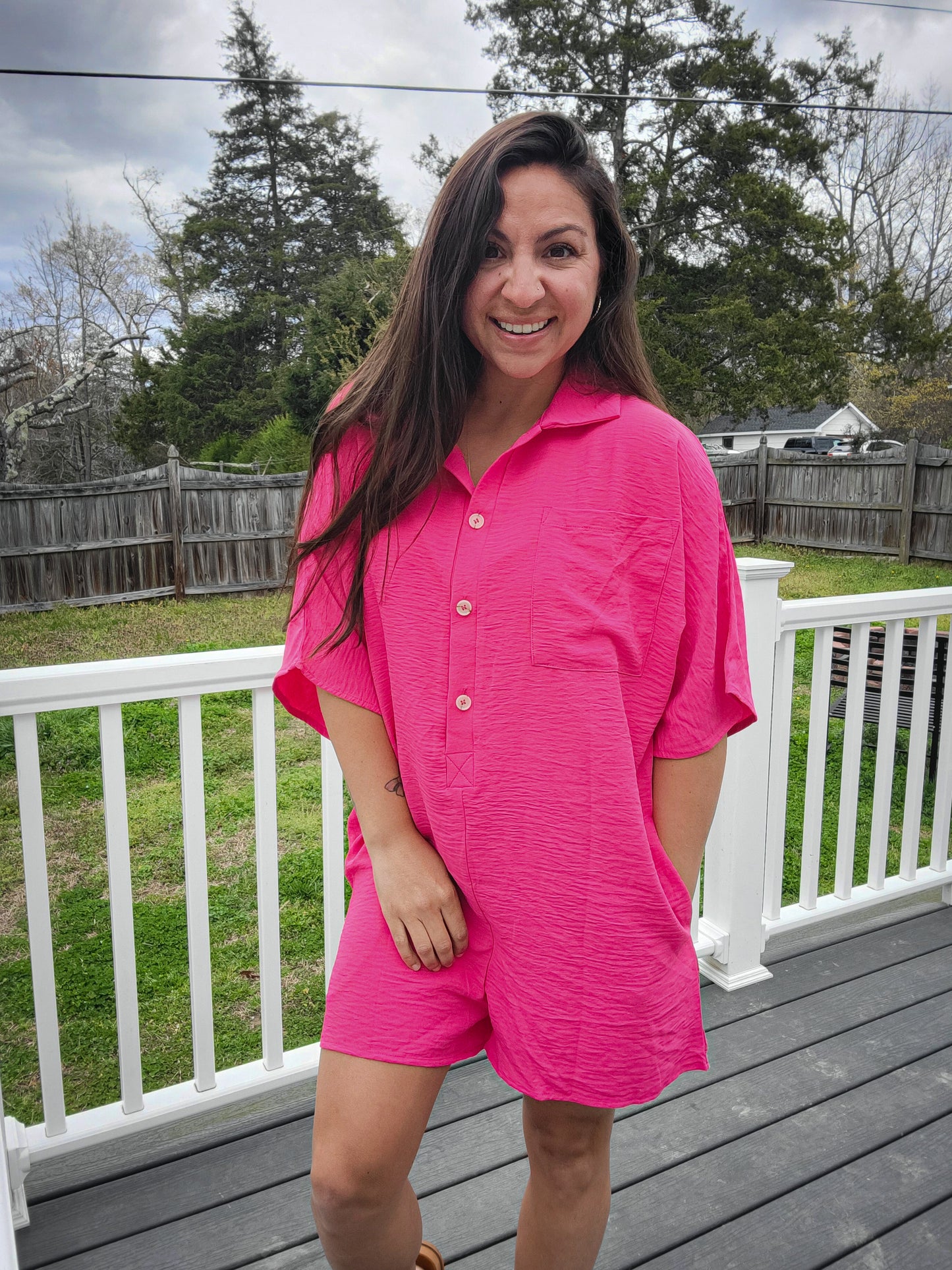 Hot pink loose romper