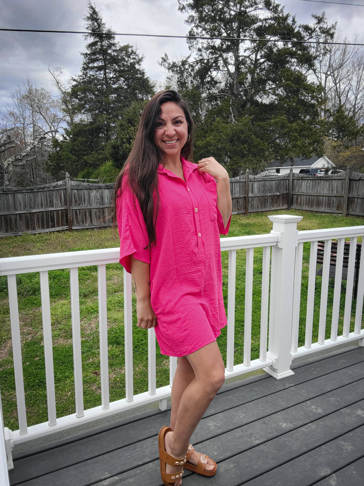 Hot pink loose romper